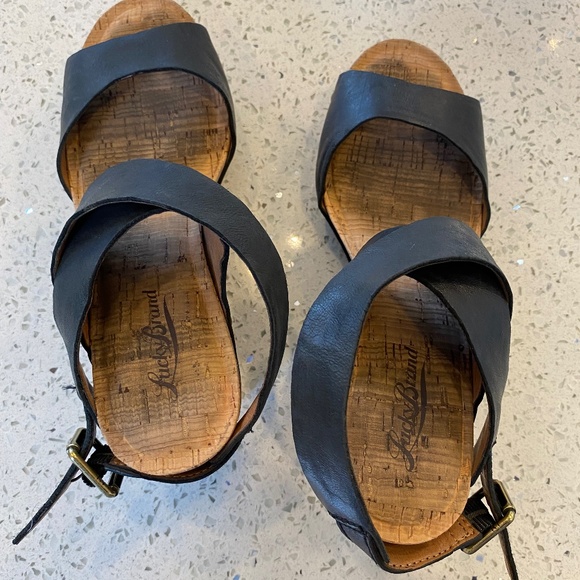 Lucky Brand Leather Wedge Heels sz6.5 - Picture 3 of 5